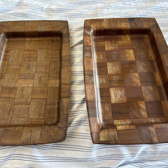 Wood Veneer Checkered Food Tray - Picture 2 of 7